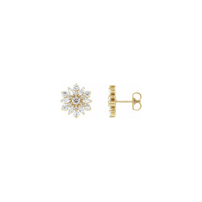 Diamond Iced-Out Snowflake Stud Earrings yellow (14K) main - Lucky Diamond - New York
