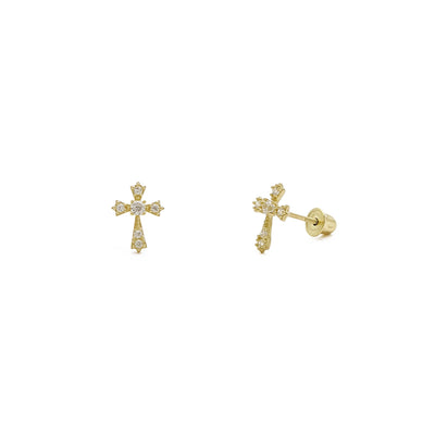 Icy Sharp Patonce Cross Stud Earrings yellow (14K) main - Lucky Diamond - New York
