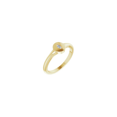 Marquise Diamond Bezel Signet Ring yellow (14K) diagonal - Lucky Diamond - New York