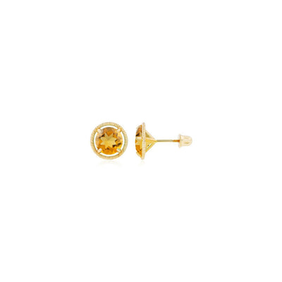 Rope Framed Faux-Citrine Martini Stud Earrings yellow (14K) main - Lucky Diamond - New York