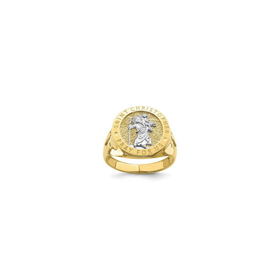 Saint Christopher Two-Tone Ring (14K) diagonal - Lucky Diamond - New York