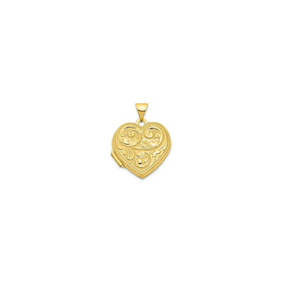 Scrolled Heart Locket Pendant (14K) front - Lucky Diamond - New York