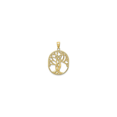 Tree of Life Oval Knot Framed Pendant (14K) front - Lucky Diamond - New York