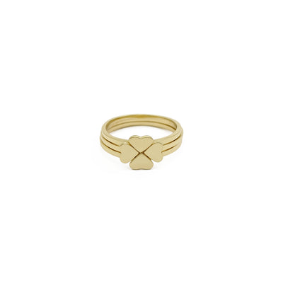 "Four-Leaf Clover" Heart Stackable Rings (14K) front - Lucky Diamond - New York