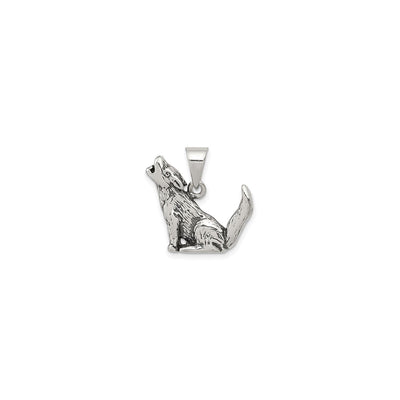 Antique-Finish Howling Wolf Pendant (Silver) front - Lucky Diamond - New York