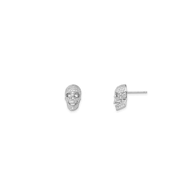 Iced-Out Skull Stud Earrings (Silver) main - Lucky Diamond - New York
