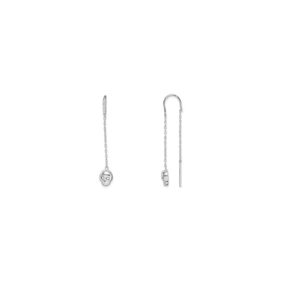 Skull Head Threader Earrings (Silver) main - Lucky Diamond - New York