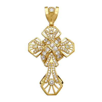 Vintage Outlined Stone-Set Cross Pendant (14K) Lucky Diamond New York