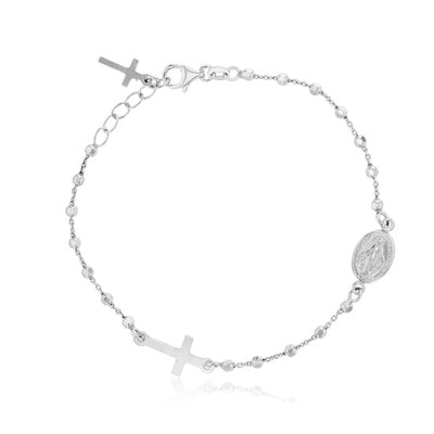 Virgin Mary Rosary Bracelet (Silver) Lucky Diamond New York