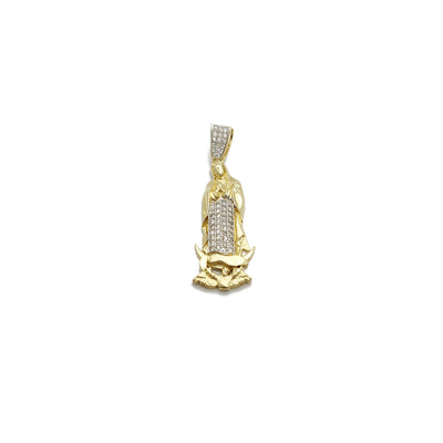 Virgin Mary CZ Pendant (14K) 14 Karat Two Tone Gold, Yellow Gold, White Gold, Lucky Diamond New York 