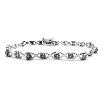 X & Flower Fancy Bracelet (Silver) Lucky Diamond New York