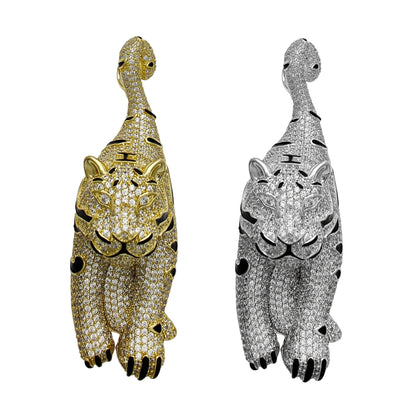 Iced-Out Hunter Tiger Pendant (Silver) Lucky Diamond New York