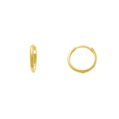 Yellow Gold Open-Back Plain Bold Huggie Earrings (14K) Lucky Diamond New York