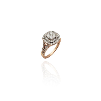 Zigzag Bridge Halo Wedding Ring (14K) New York Lucky Diamond