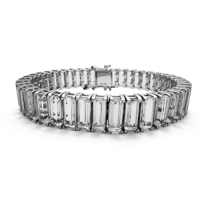 Zirconia Baguettes Tennis Bracelet (Silver) Lucky Diamond New York