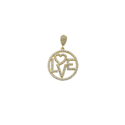 Zirconia Outline Love Round Medallion Pendant (14K) Lucky Diamond New York