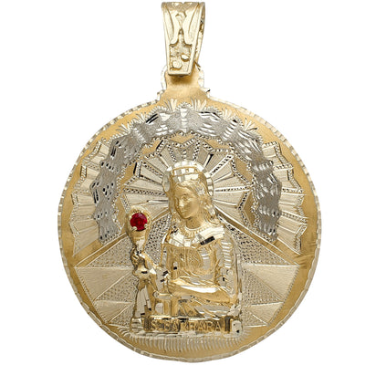 Zirconia Saint Barbara Medallion Pendant (14K) Lucky Diamond New York