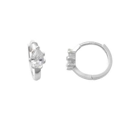 Zirconia Teardrop Huggie Earrings (14K) Lucky Diamond New York