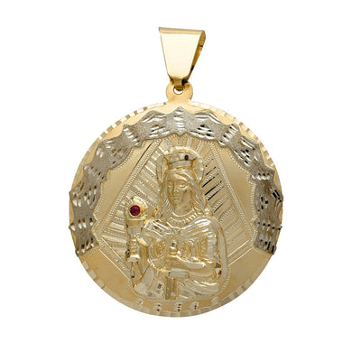 Zirconia Two-Tone Saint Barbara Medallion Pendant (14K) Lucky Diamond New York