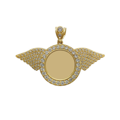Zirconia Winged Picture Medallion Pendant (14K) Lucky Diamond New York