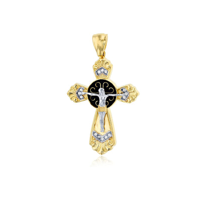 Two-tone Gold Jesus Cross Pendant (14K) - Lucky Diamond