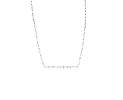 Circle & Baguette Bar Necklace (Silver) - Lucky Diamond