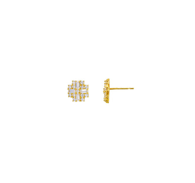 Cross Stud Earrings (14K) - Lucky Diamond