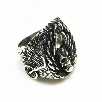 Antique-Finish Demon Head Ring (Silver) - Lucky Diamond