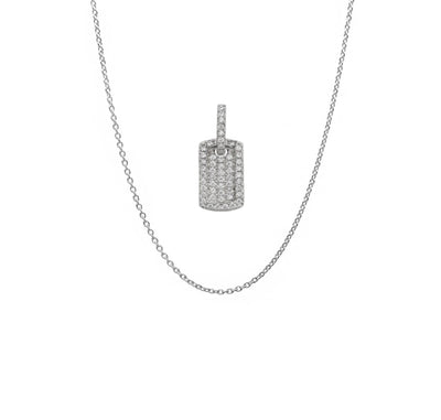 Dog Tag Necklace (Silver) - Lucky Diamond