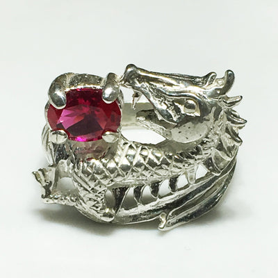 Dragon and Gemstone Ring (Silver) - Lucky Diamond