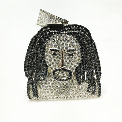 Iced-Out Man With Dreads Pendant (Silver) - Lucky Diamond