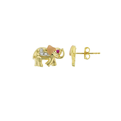 Elephant Stud Earrings (14K) - Lucky Diamond