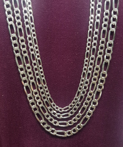 Figaro Chain (w/ Diamond Cut) Silver - Lucky Diamond