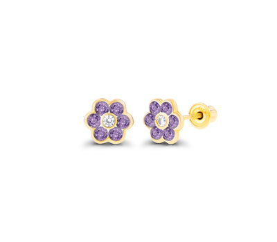 Flower Stud Earrings (14K) - Lucky Diamond