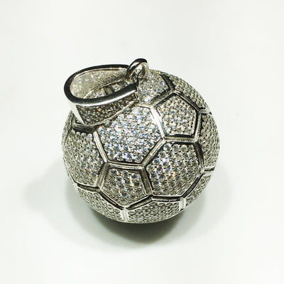 Football / Soccer Iced-Out Pendant (Silver) - Lucky Diamond