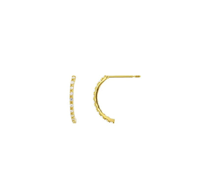 Half Hoop Stud Earrings (14K) - Lucky Diamond