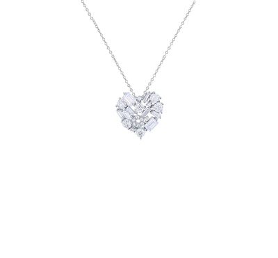 Princess Cut Heart Necklace (Silver) - Lucky Diamond