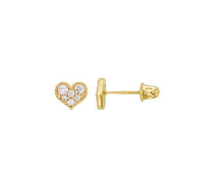 Heart Stud Earrings (14K) - Lucky Diamond