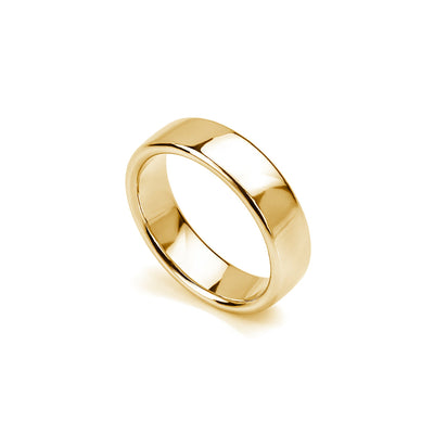 [5.8 mm] Solid Flat-Shank Wedding Band Ring (14K) Lucky Diamond New York