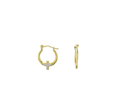 Cross Hoop Earrings (14K) - Lucky Diamond