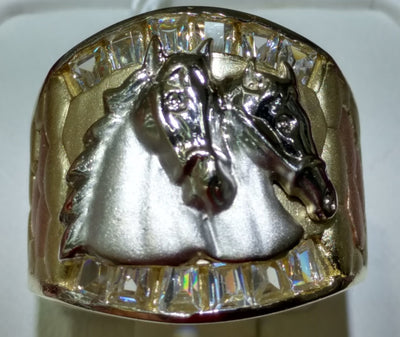 Double Horse Head Men's Ring 14K - Lucky Diamond 恆福珠寶金行 New York City 169 Canal Street 10013 Jewelry store Playboi Charlie Chinatown @luckydiamondny 2124311180