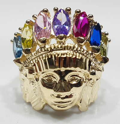 Indian Head Ring Multicolor 14K - Lucky Diamond