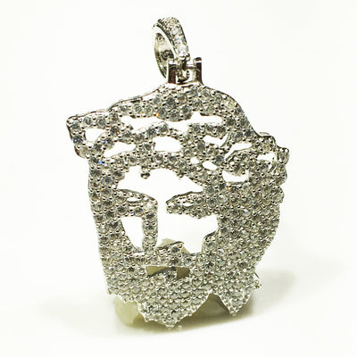 Iced-Out Jesus Head Pendant (Silver; White) - Lucky Diamond New York