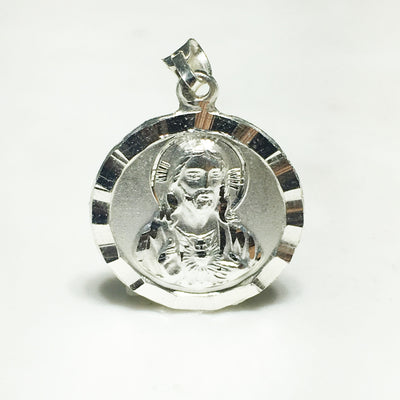 Jesus/Mary Double-Sided Medallion Pendant SIDE 1 (Silver) - Lucky Diamond