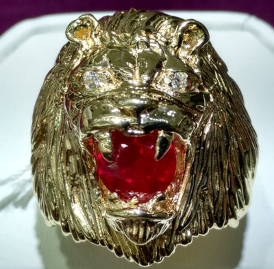 Lion Head Men's Ring 14K - Lucky Diamond 恆福珠寶金行 New York City 169 Canal Street 10013 Jewelry store Playboi Charlie Chinatown @luckydiamondny 2124311180