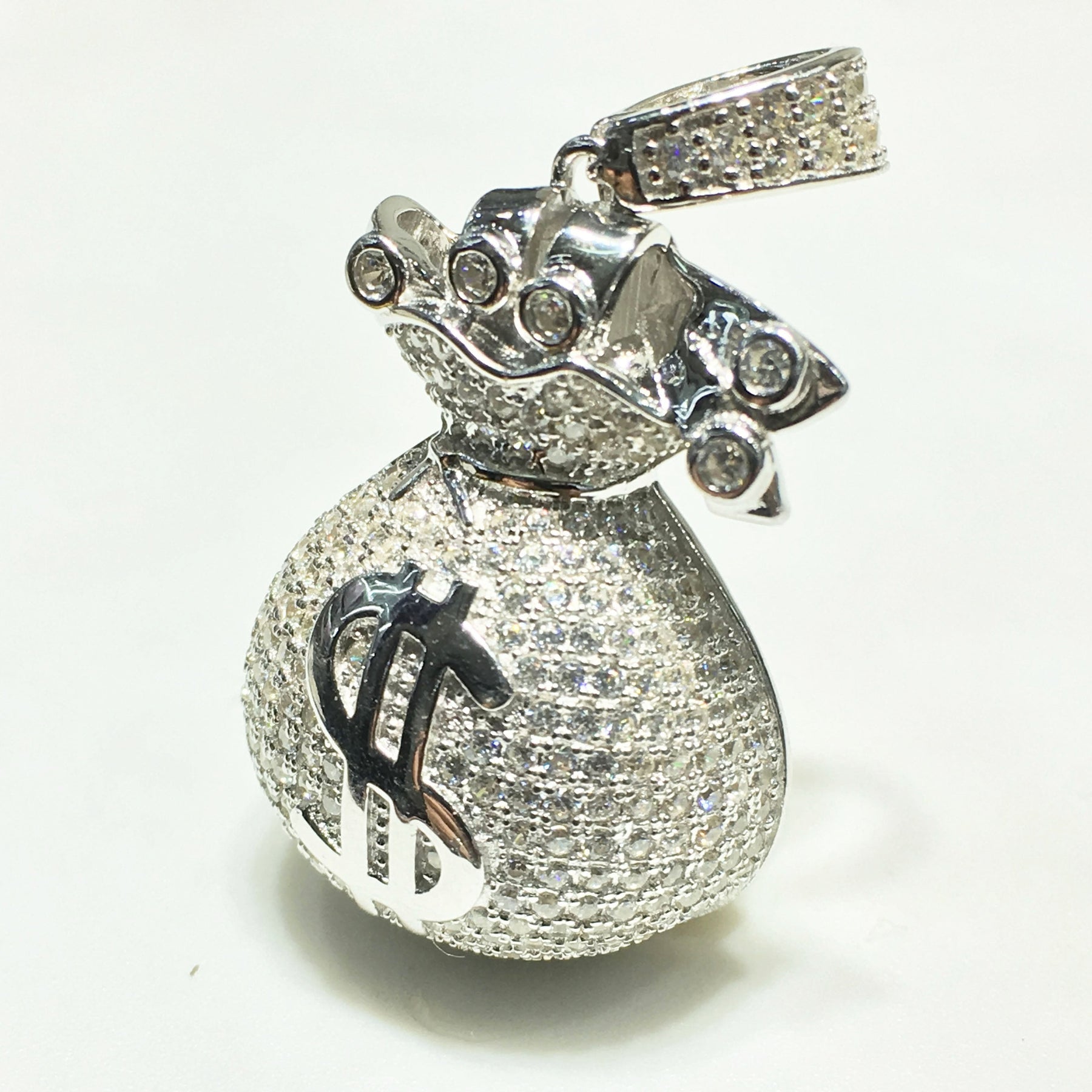Iced-Out Money Bag Pendant (Model 2) (Silver) – Lucky D
