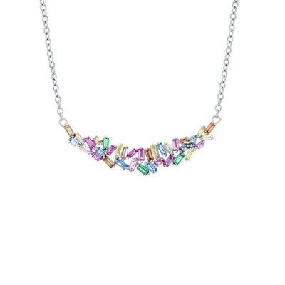 Multi-Color Baguette Cz Necklace (14K) - Lucky Diamond