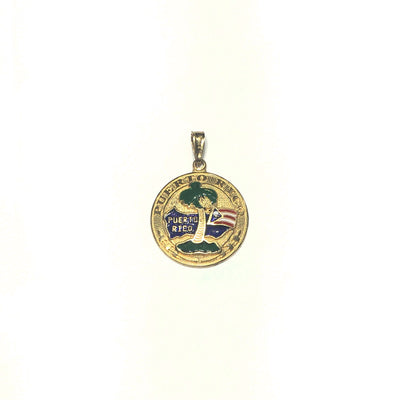 Puerto Rico Medallion Pendant (14K) large - Lucky Diamond - New York
