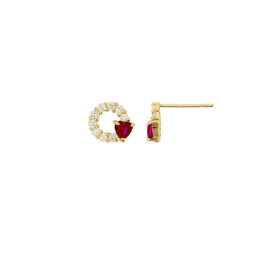 Open Circle Heart Stud Earrings (14K) - Lucky Diamond
