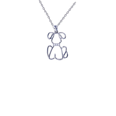 Dog Outline Necklace (Silver) - Lucky Diamond
